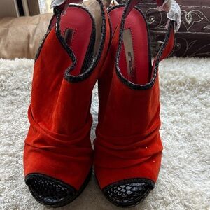 Shape FX Red and Black Peep-Toe Heels